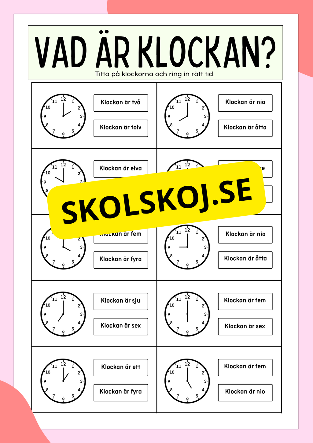 Öva analog klockan