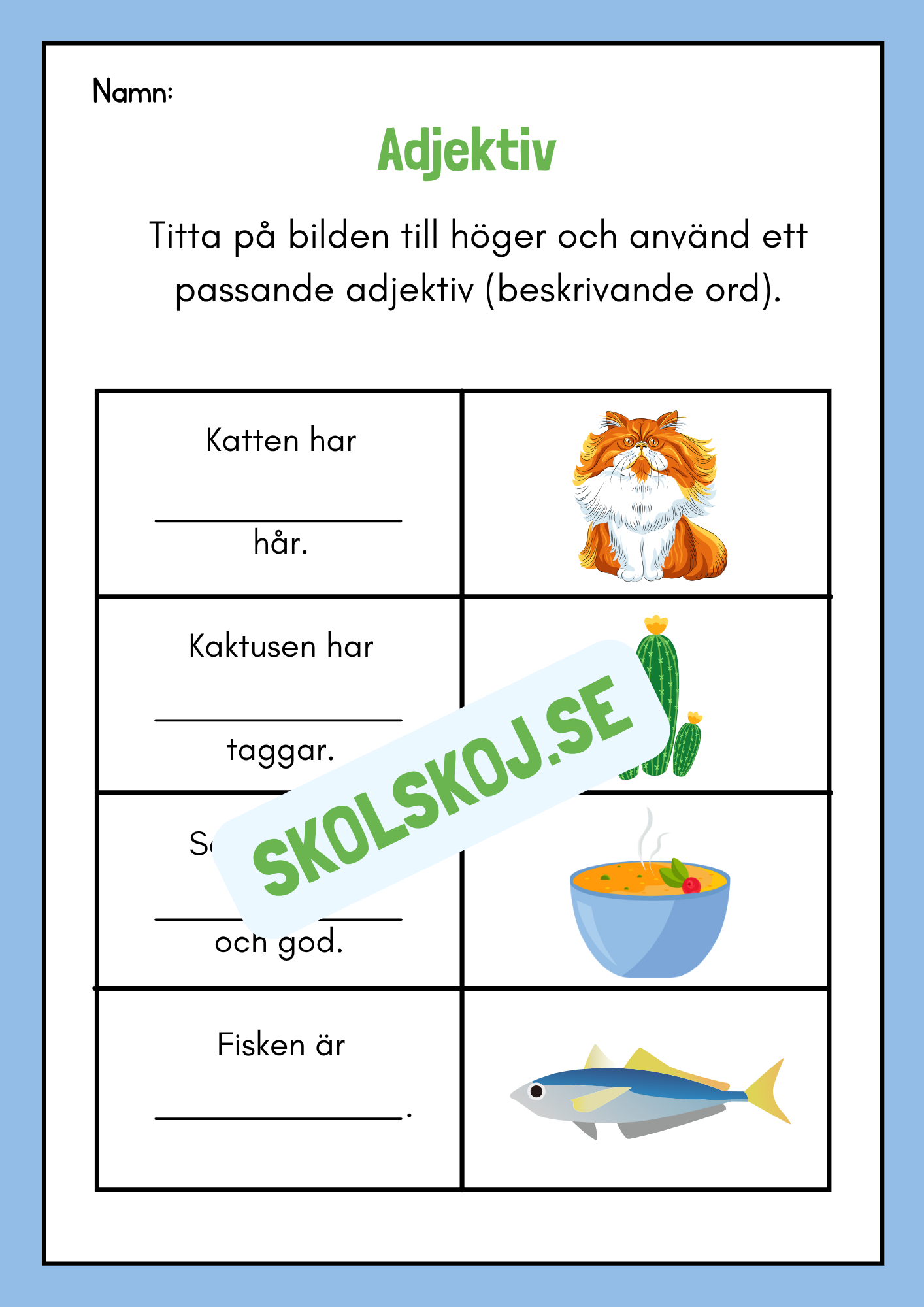 Öva på adjektiv