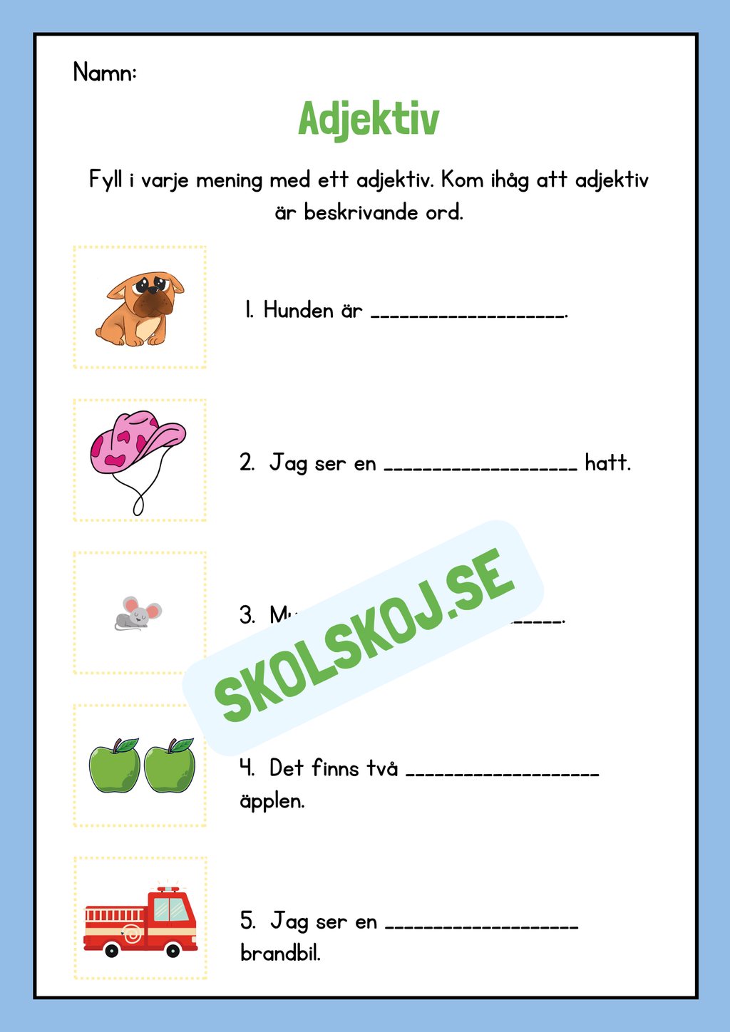 Öva på adjektiv
