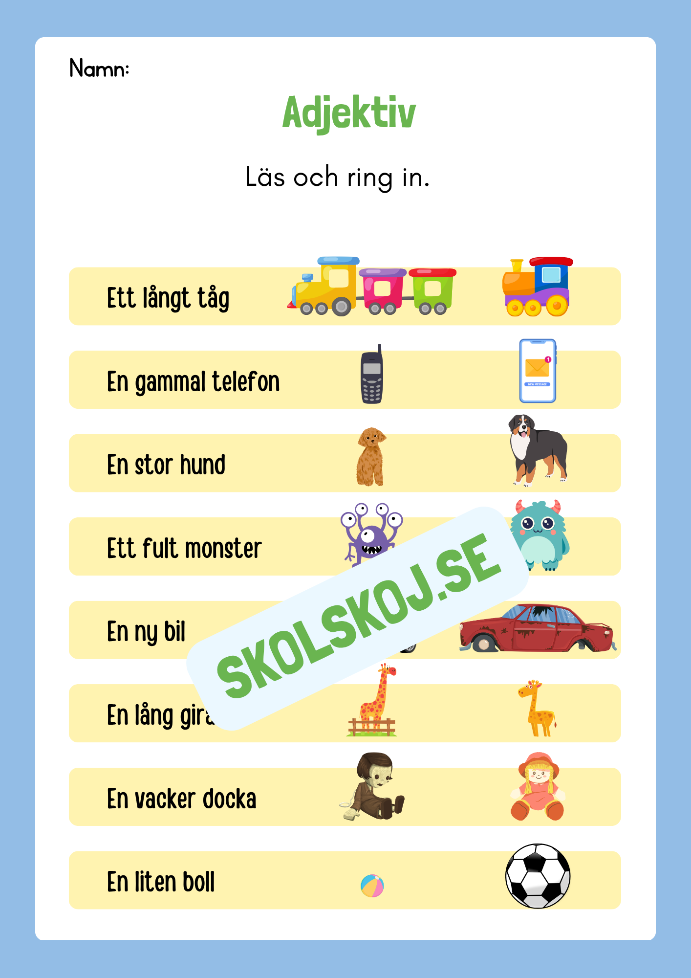 Öva på adjektiv