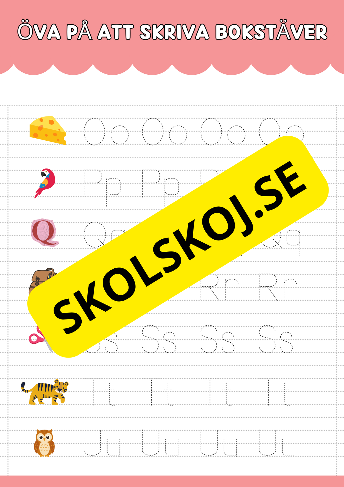 Öva på att skriva bokstäver