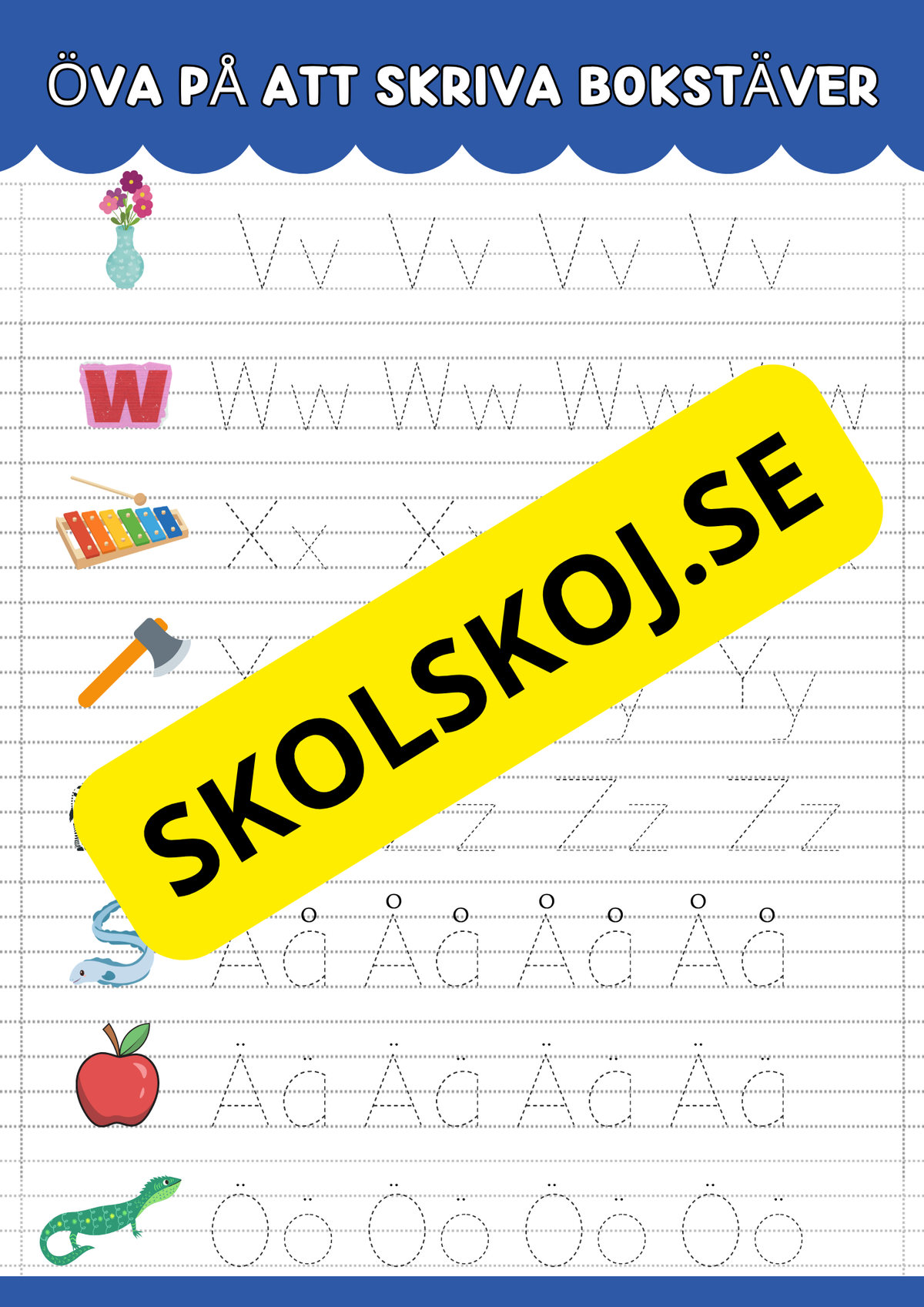 Öva på att skriva bokstäver