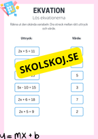 Öva på ekvationer - Årskurs 6 - 7