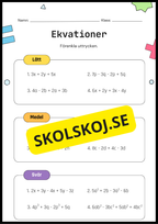 Öva på ekvationer 7 - 9