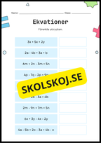 Öva på ekvationer 7 - 9