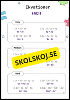 Öva på ekvationer 7 - 9