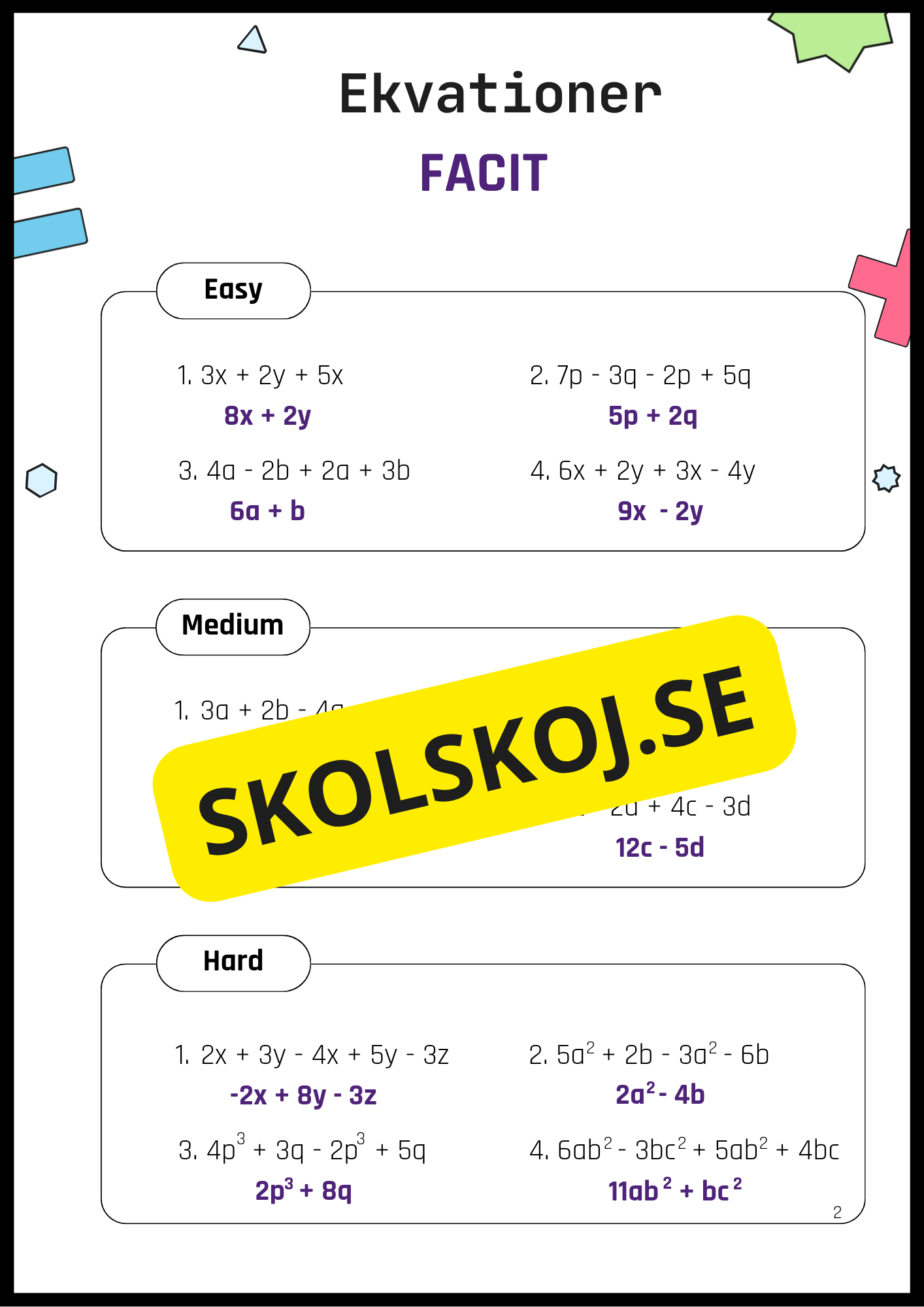 Öva på ekvationer 7 - 9