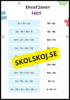 Öva på ekvationer 7 - 9