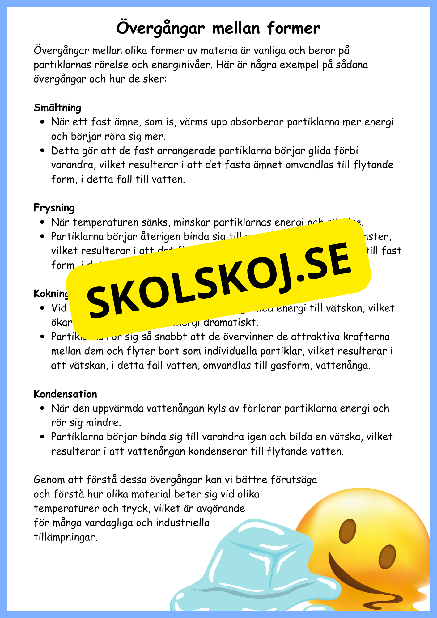 Partiklarnas rörelser och vattnets kretslopp