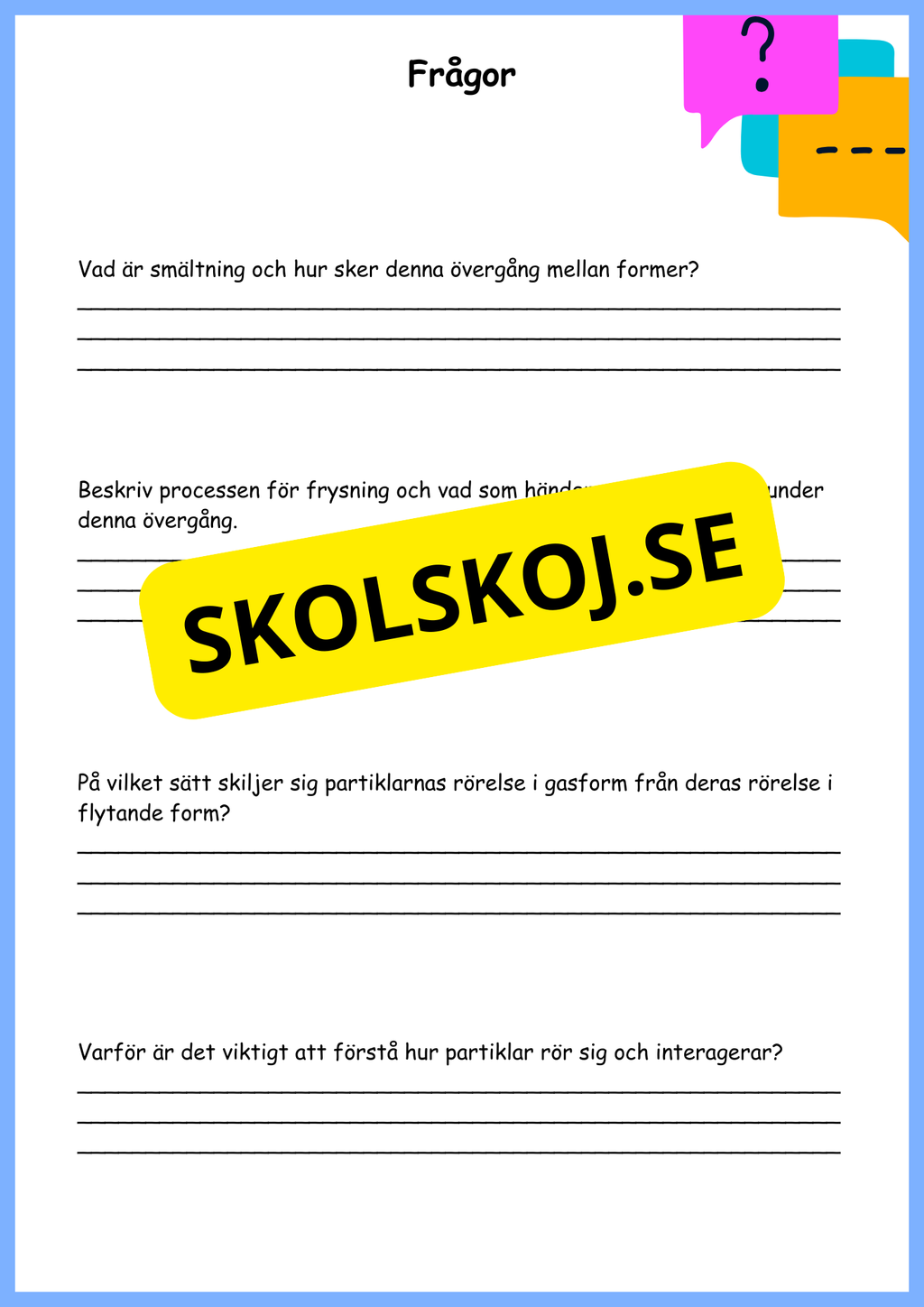 Partiklarnas rörelser och vattnets kretslopp