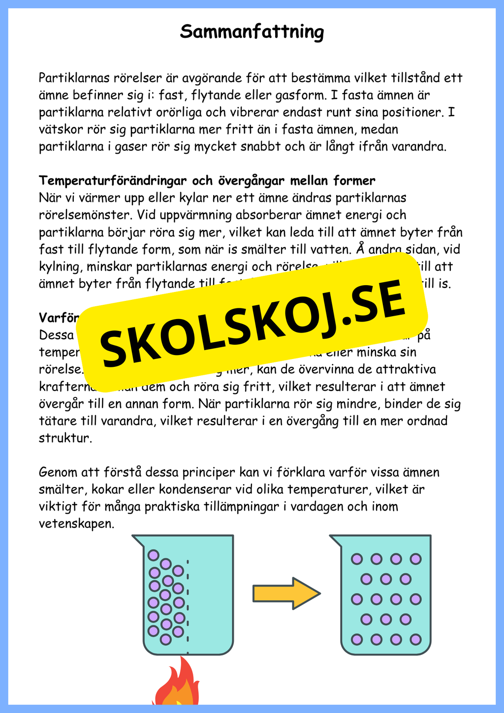 Partiklarnas rörelser och vattnets kretslopp
