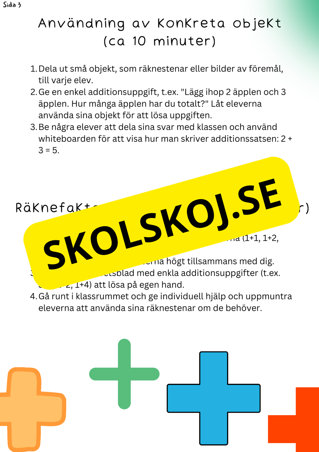 Planering: Addition - lektion 1 - årskurs 1