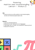 Planering: Addition med tiotalsövergång - Lektion 1 - Årskurs 2
