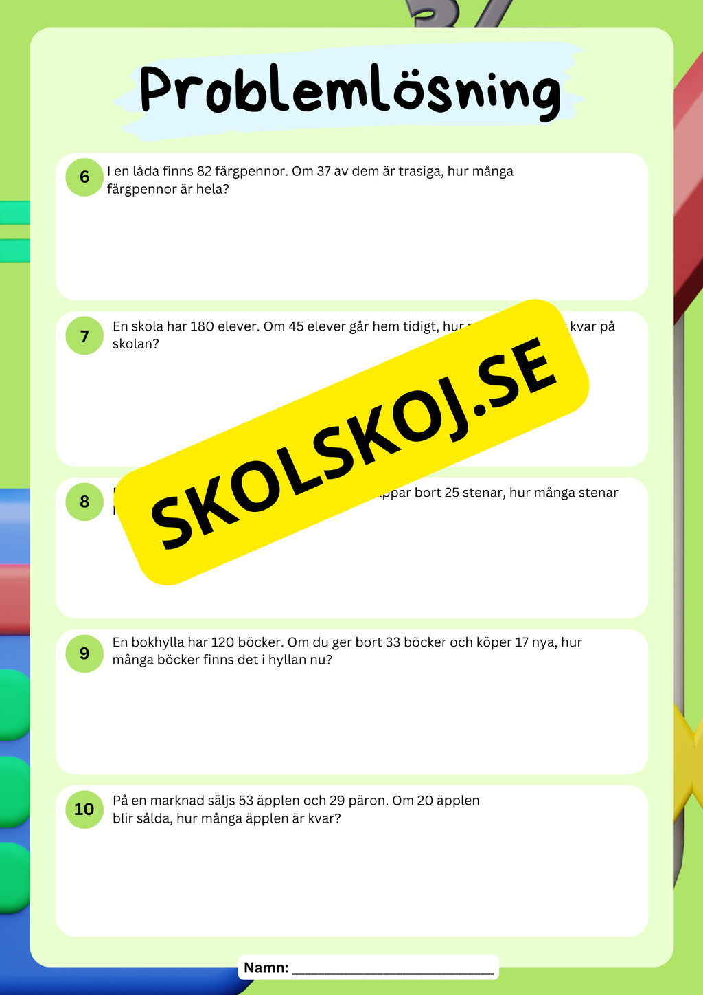 Problemlösning - Årskurs 4 - Addiion och subtraktion