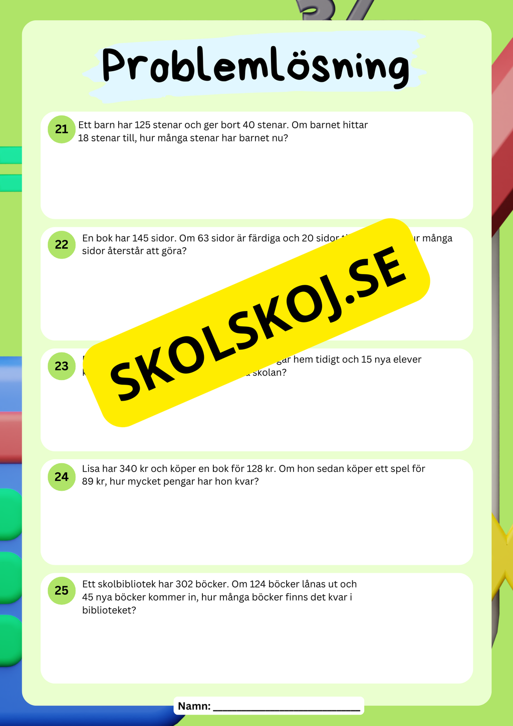 Problemlösning - Årskurs 4 - Addiion och subtraktion