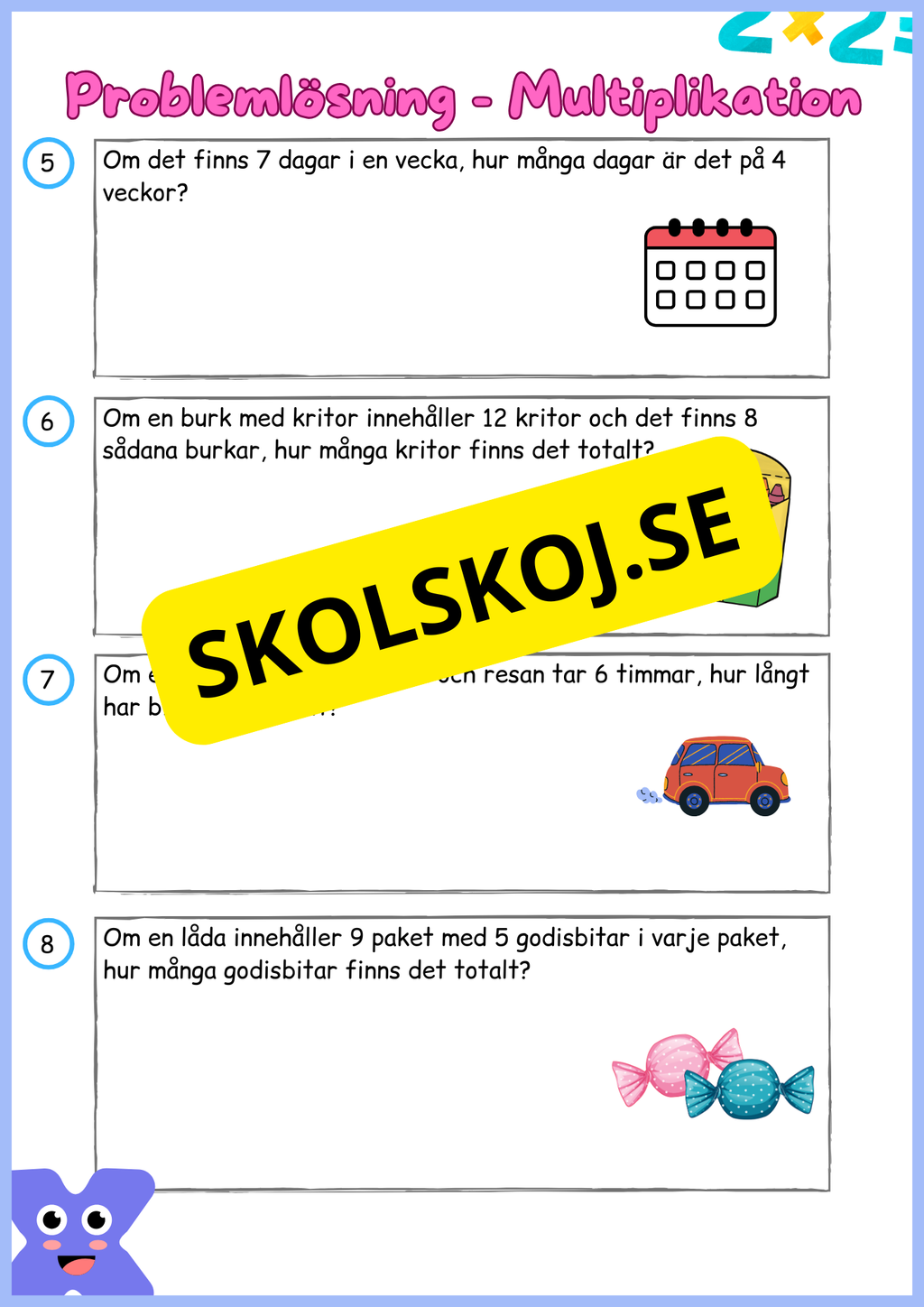 Problemlösning - Multiplikation - Årskurs 3 - 4