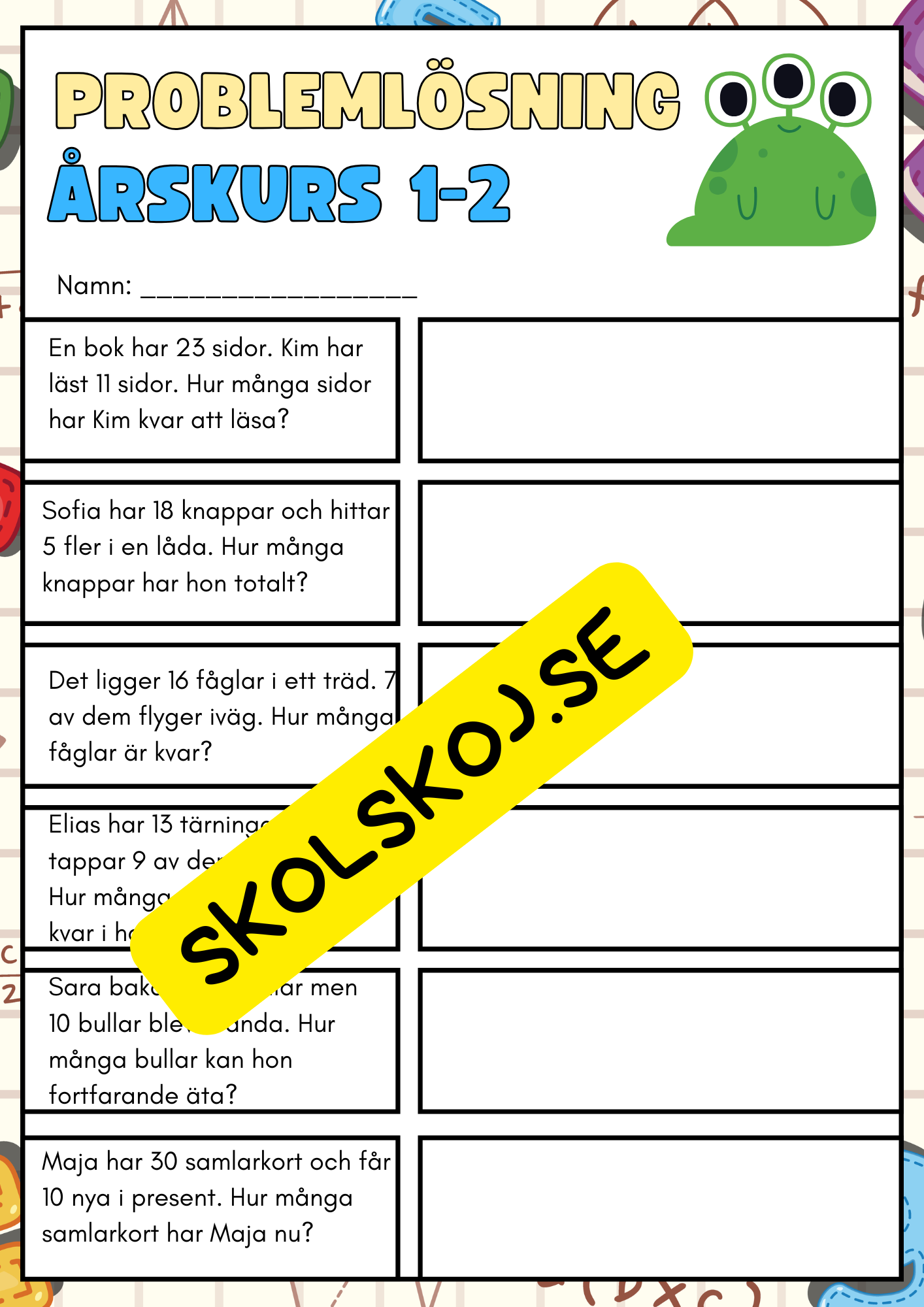 Problemlösning addition och subtraktion åk 1 - 2