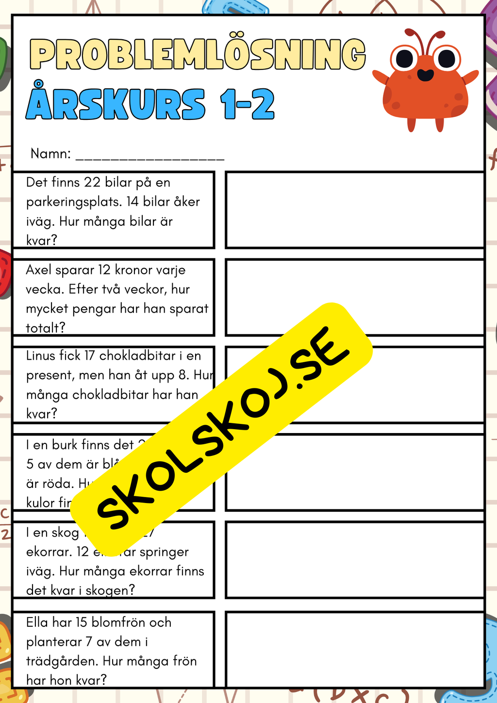 Problemlösning addition och subtraktion åk 1 - 2