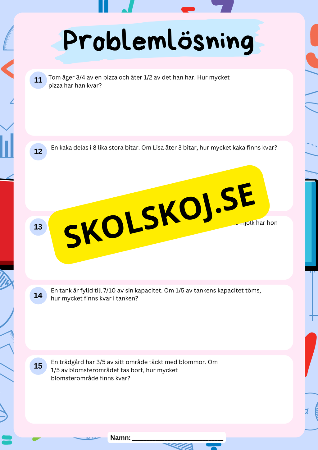 Problemlösning åk 4 - Blandade uppgifter