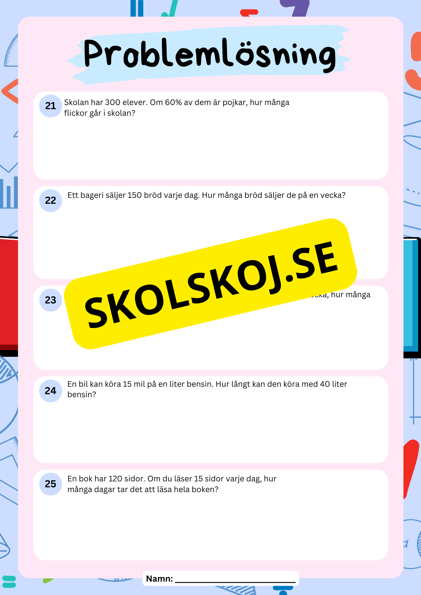 Problemlösning åk 4 - Blandade uppgifter