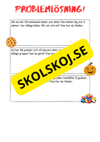 Problemlösning årskurs 3 - Blandade uppgifter - Halloween