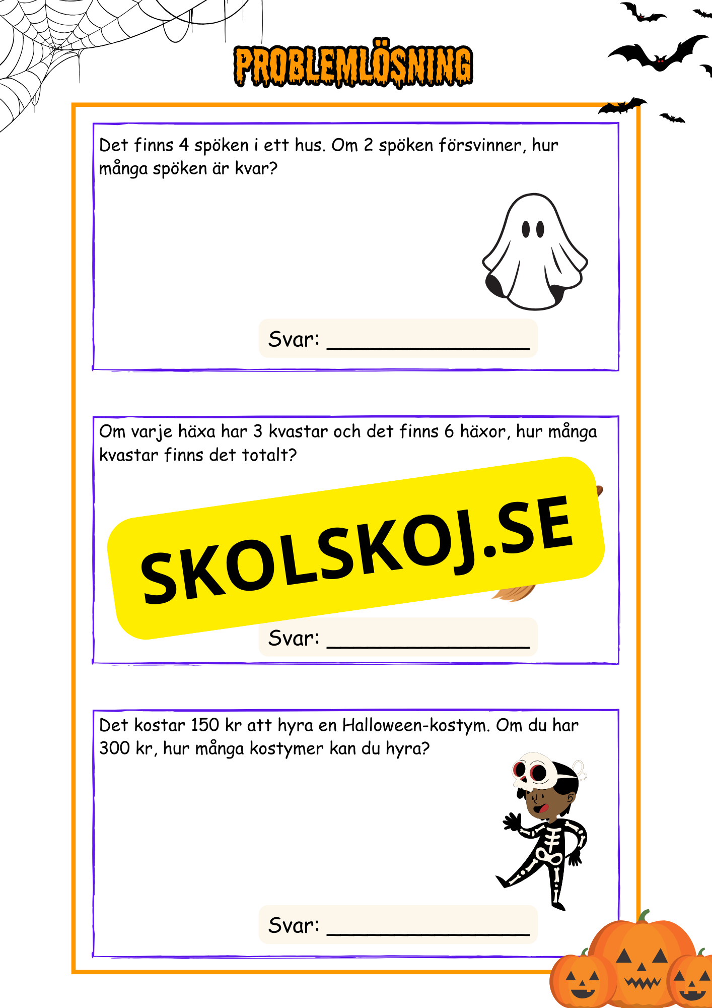 Problemlösnings årskurs 3 - Halloween