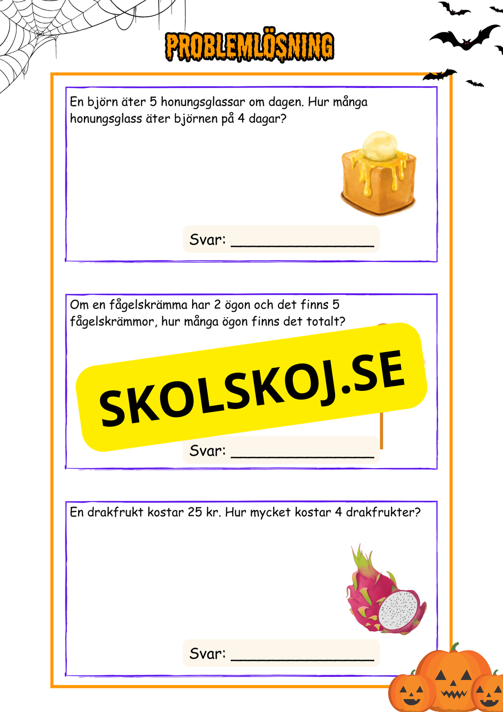 Problemlösnings årskurs 3 - Halloween