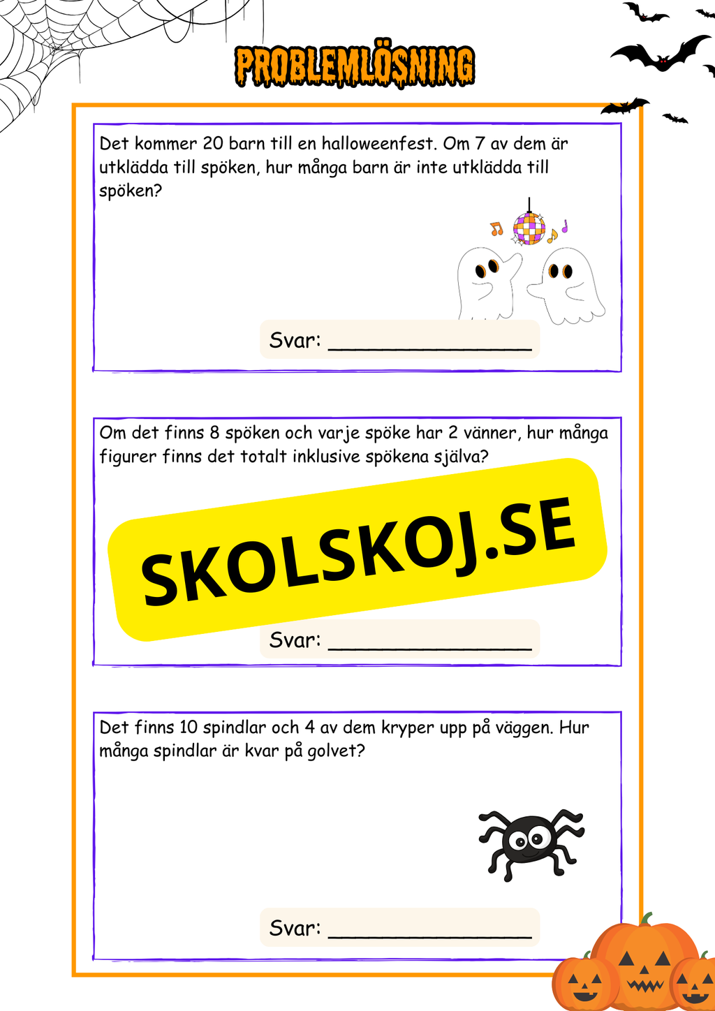 Problemlösnings årskurs 3 - Halloween