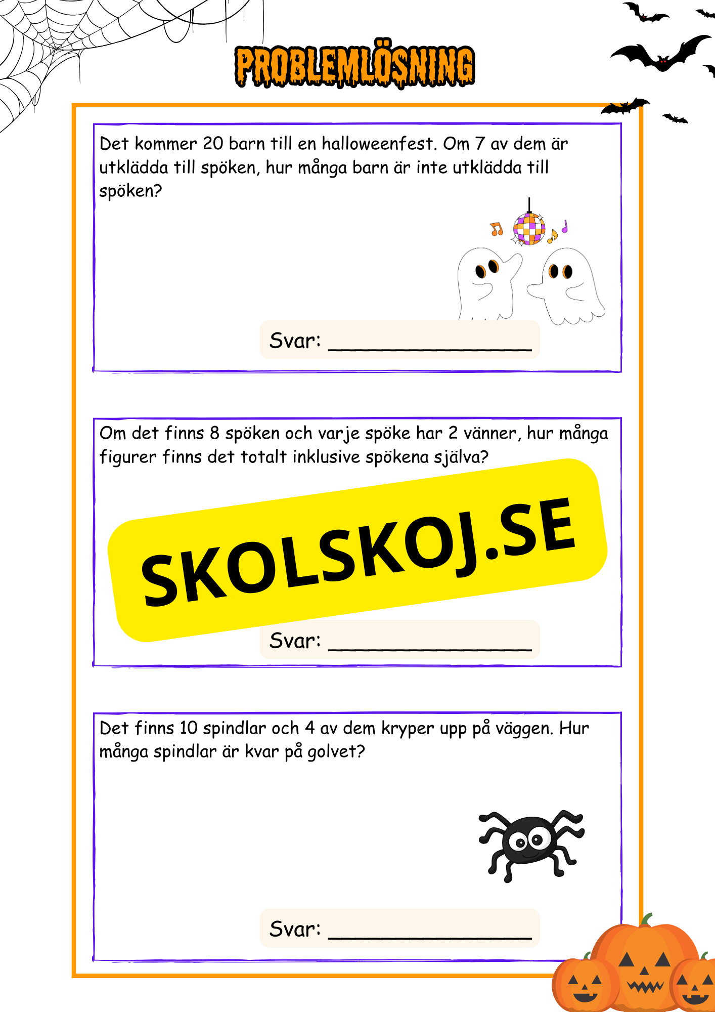 Problemlösnings årskurs 3 - Halloween
