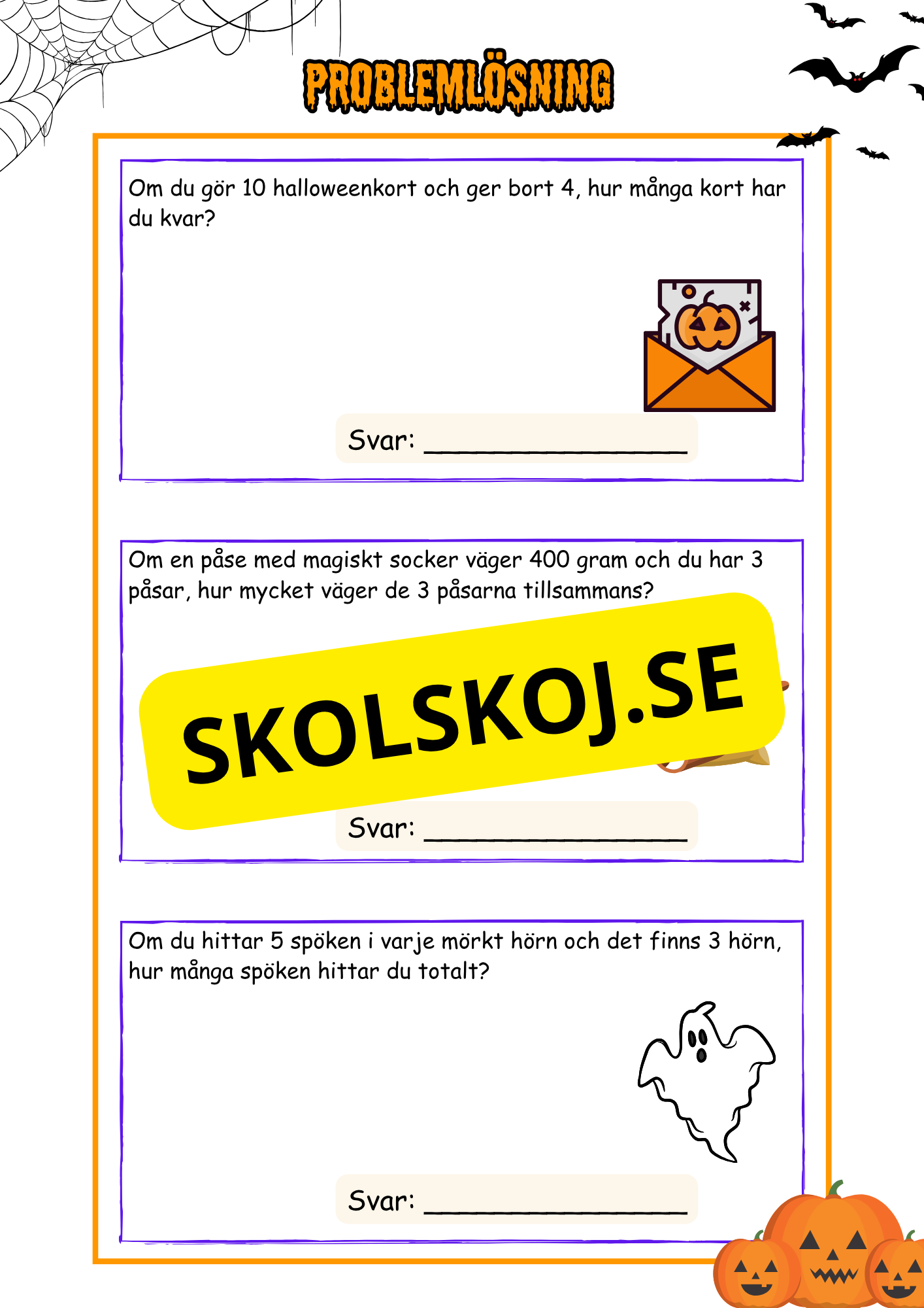 Problemlösnings årskurs 3 - Halloween