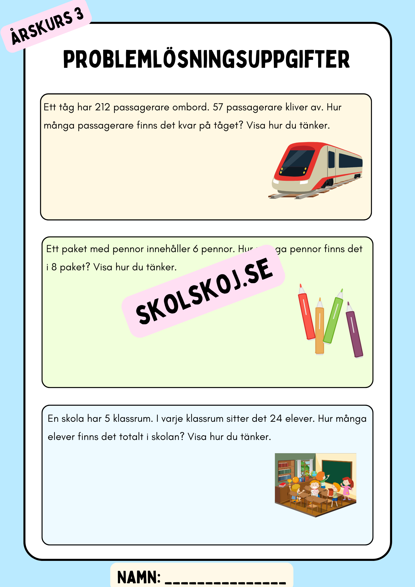 Problemlösningsuppgifter - Årskurs 3 - Häfte