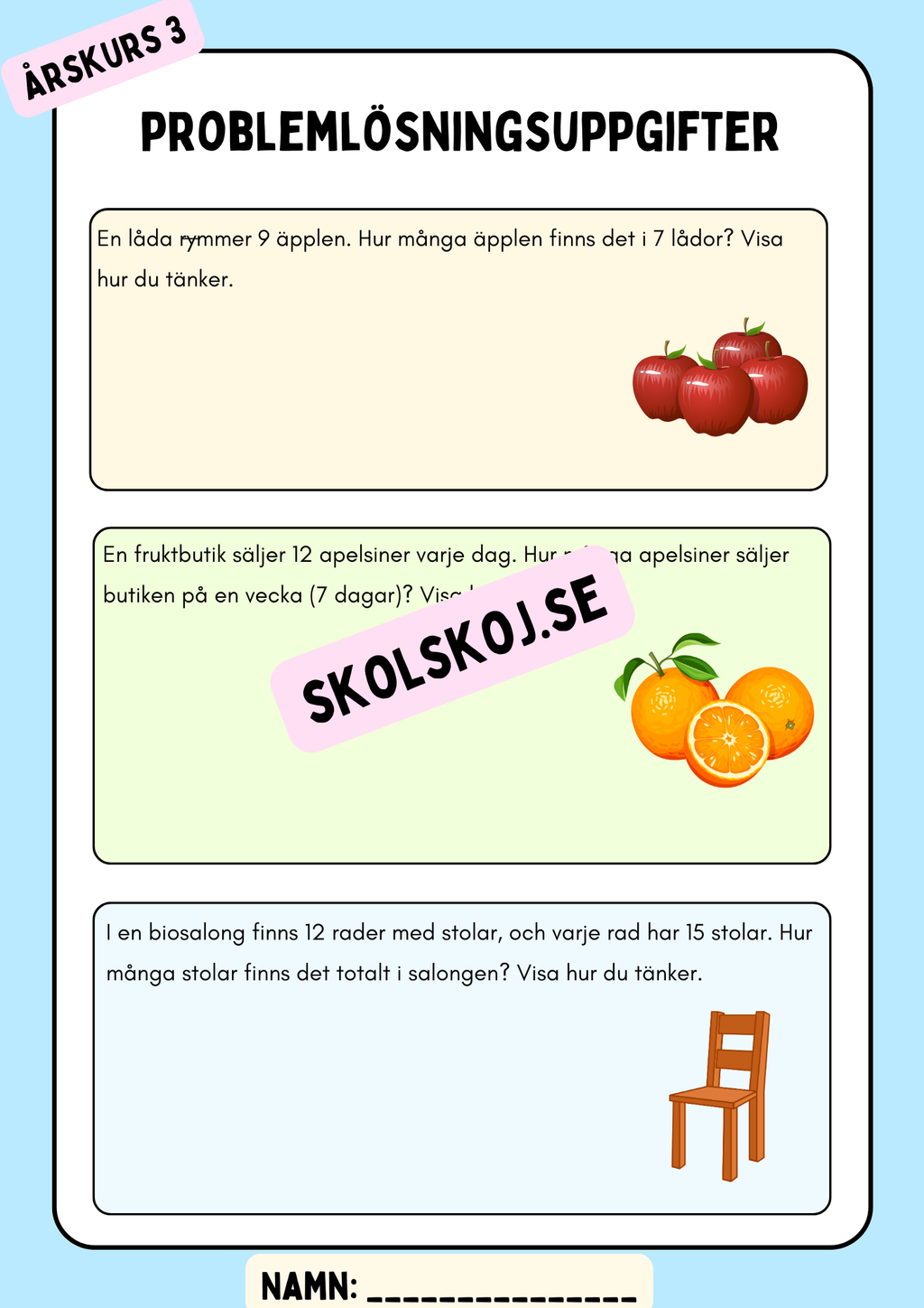 Problemlösningsuppgifter - Årskurs 3 - Häfte
