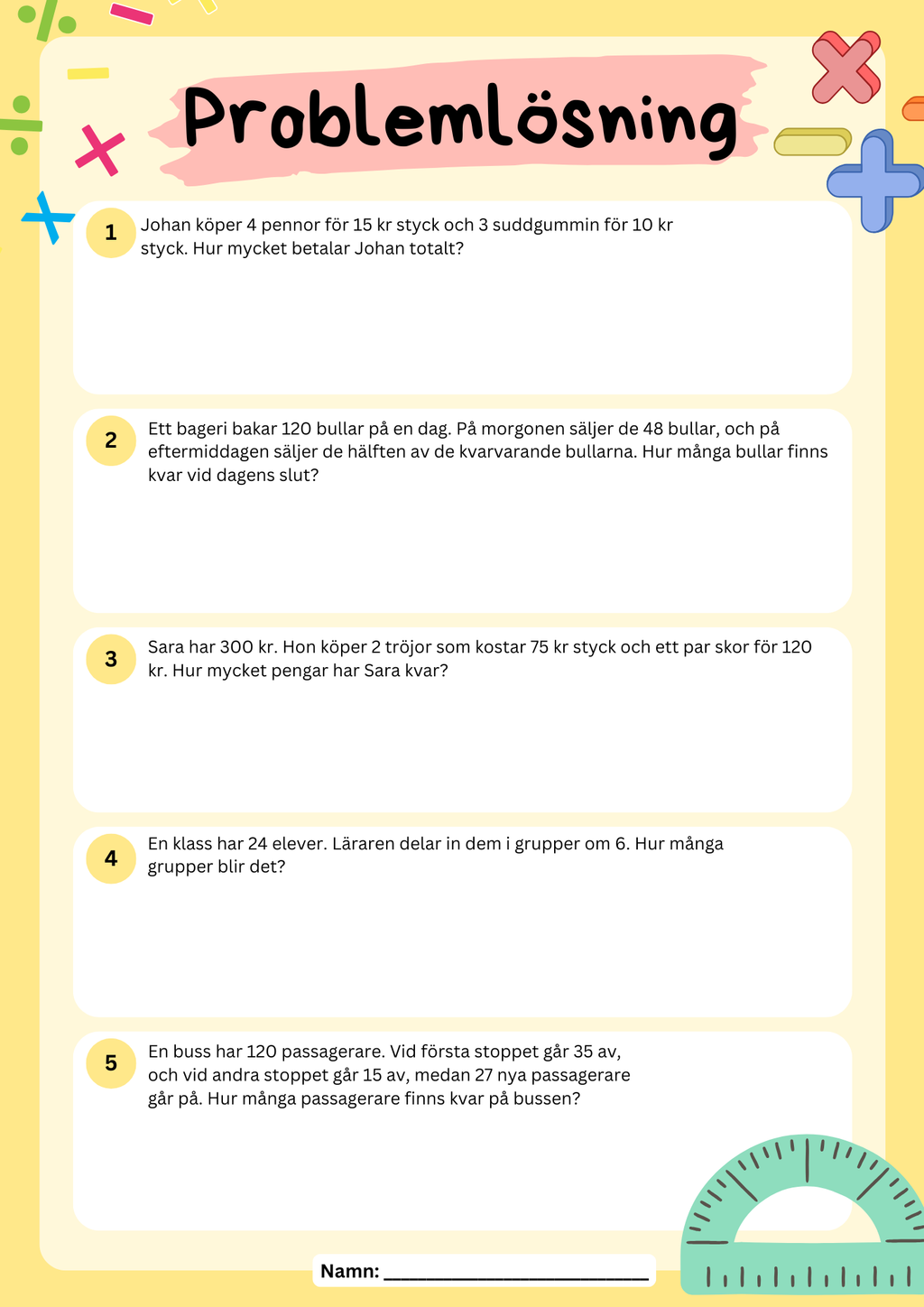 Problemlösningsuppgifter - Årskurs 4 - Häfte