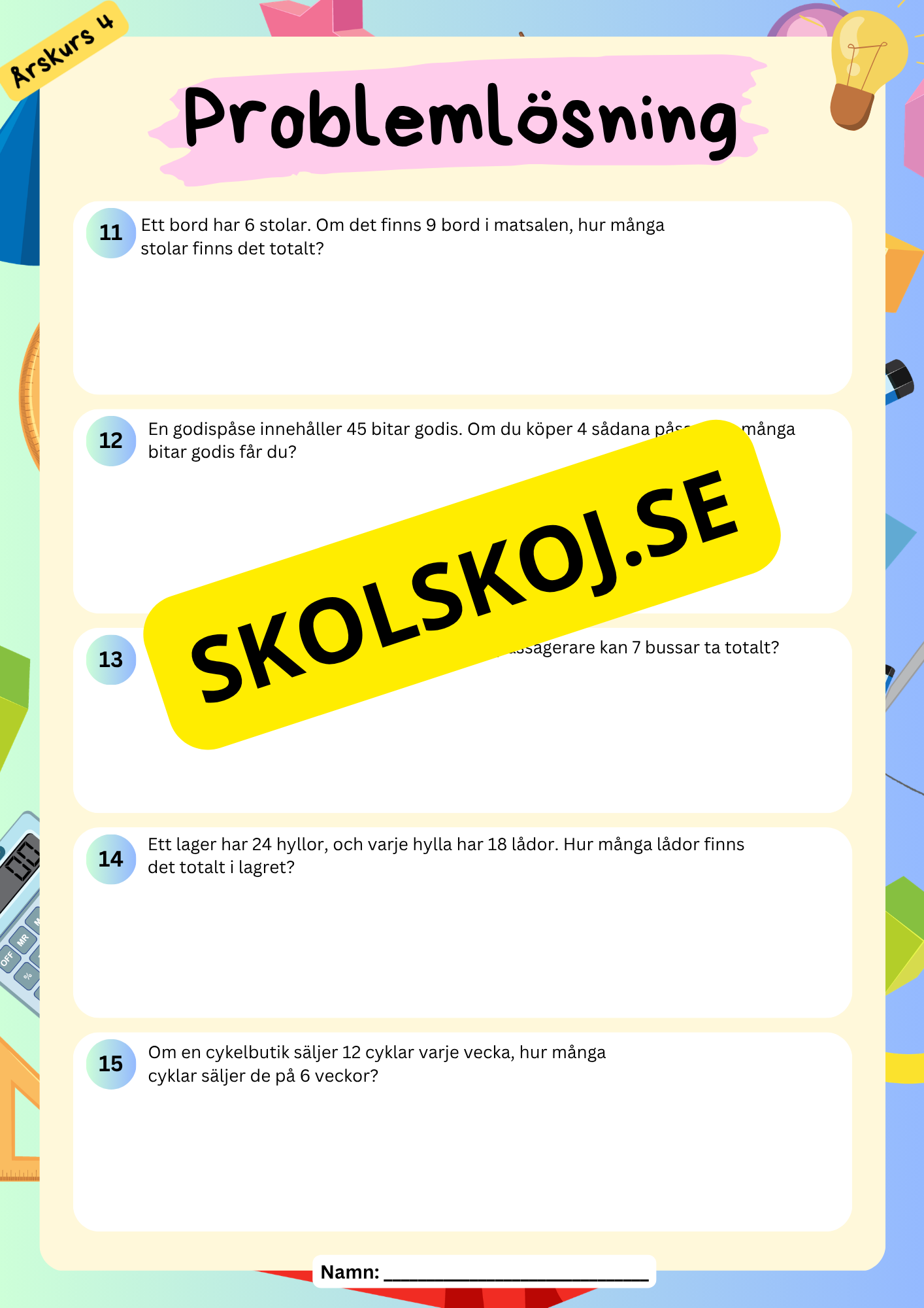 Problemlösningsuppgifter - Årskurs 4