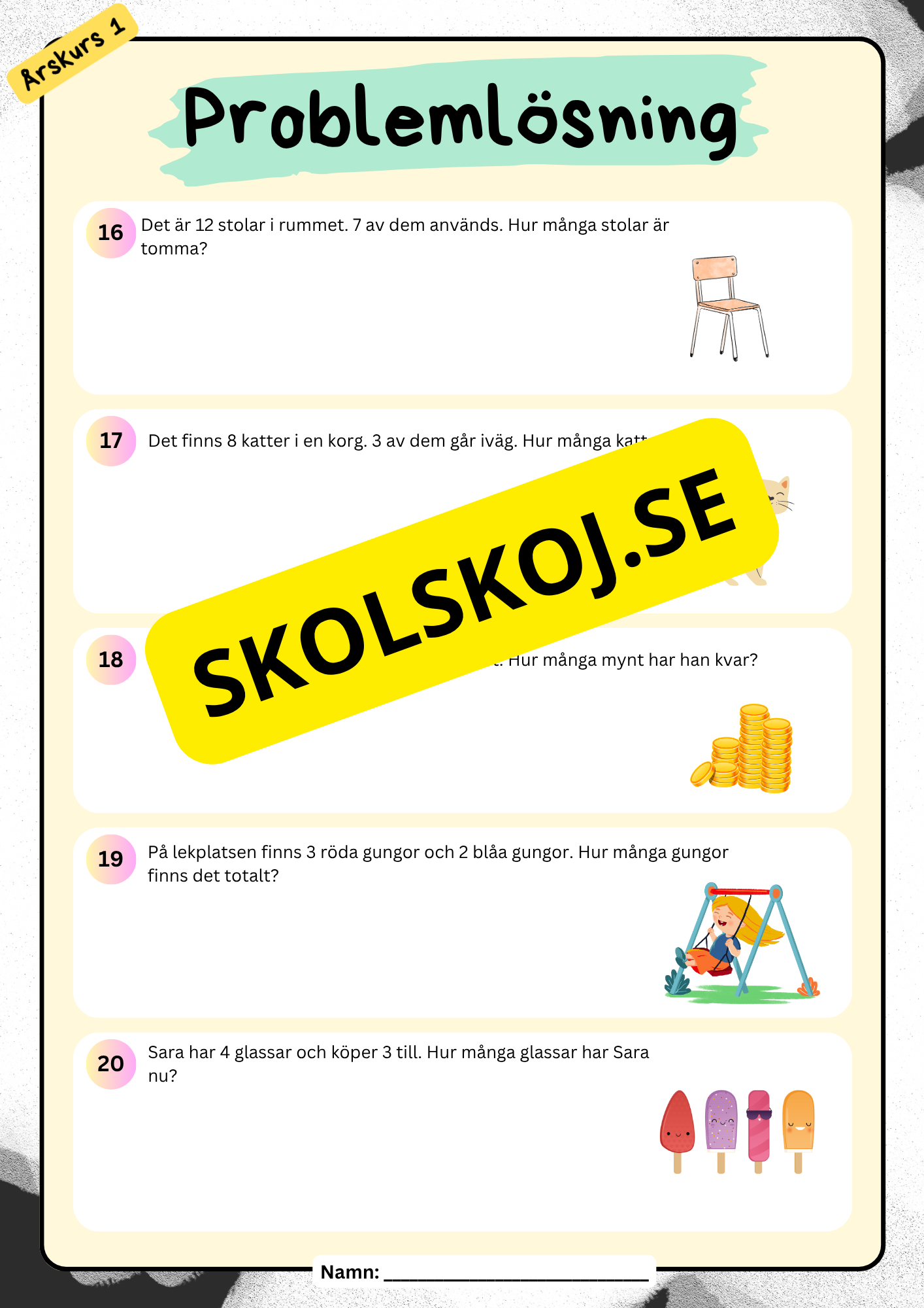 Problemlösningsuppgifter årskurs 1 - Addition och subtraktion