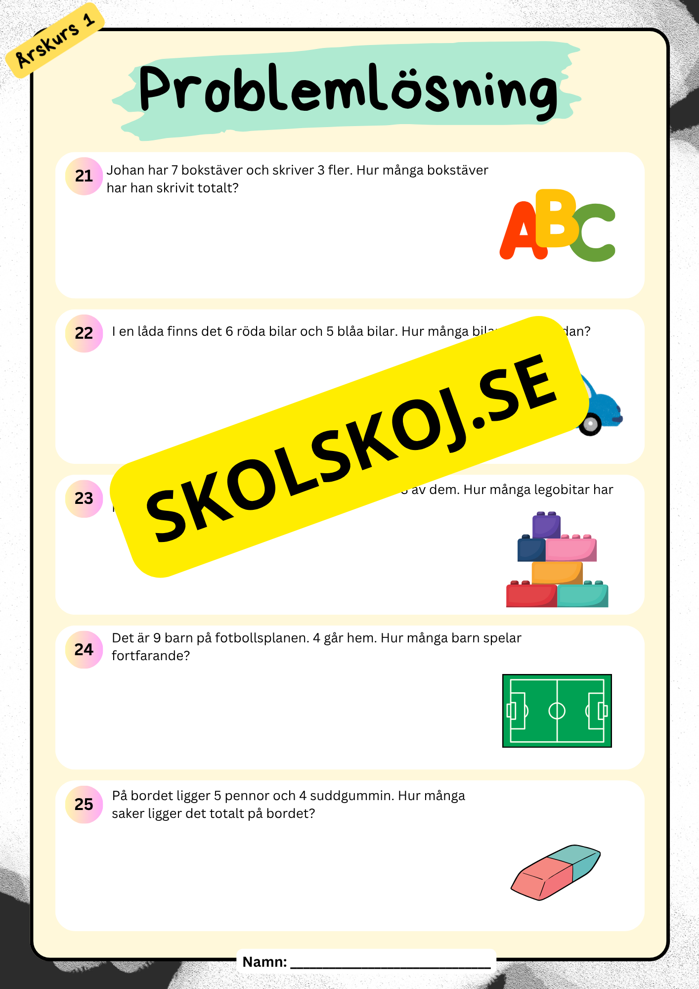 Problemlösningsuppgifter årskurs 1 - Addition och subtraktion