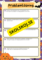 Problemlösningsuppgifter matematik - Halloween - Årskurs 3