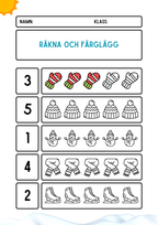 Räkna och färglägg - Vinter