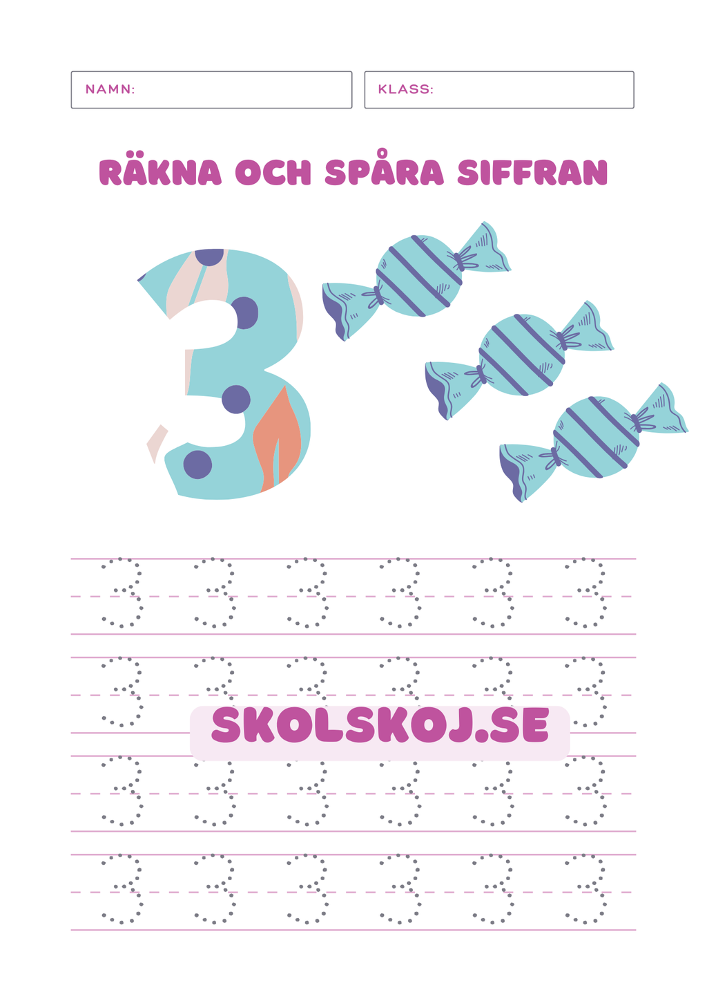 Räkna och spåra siffran 0 - 10