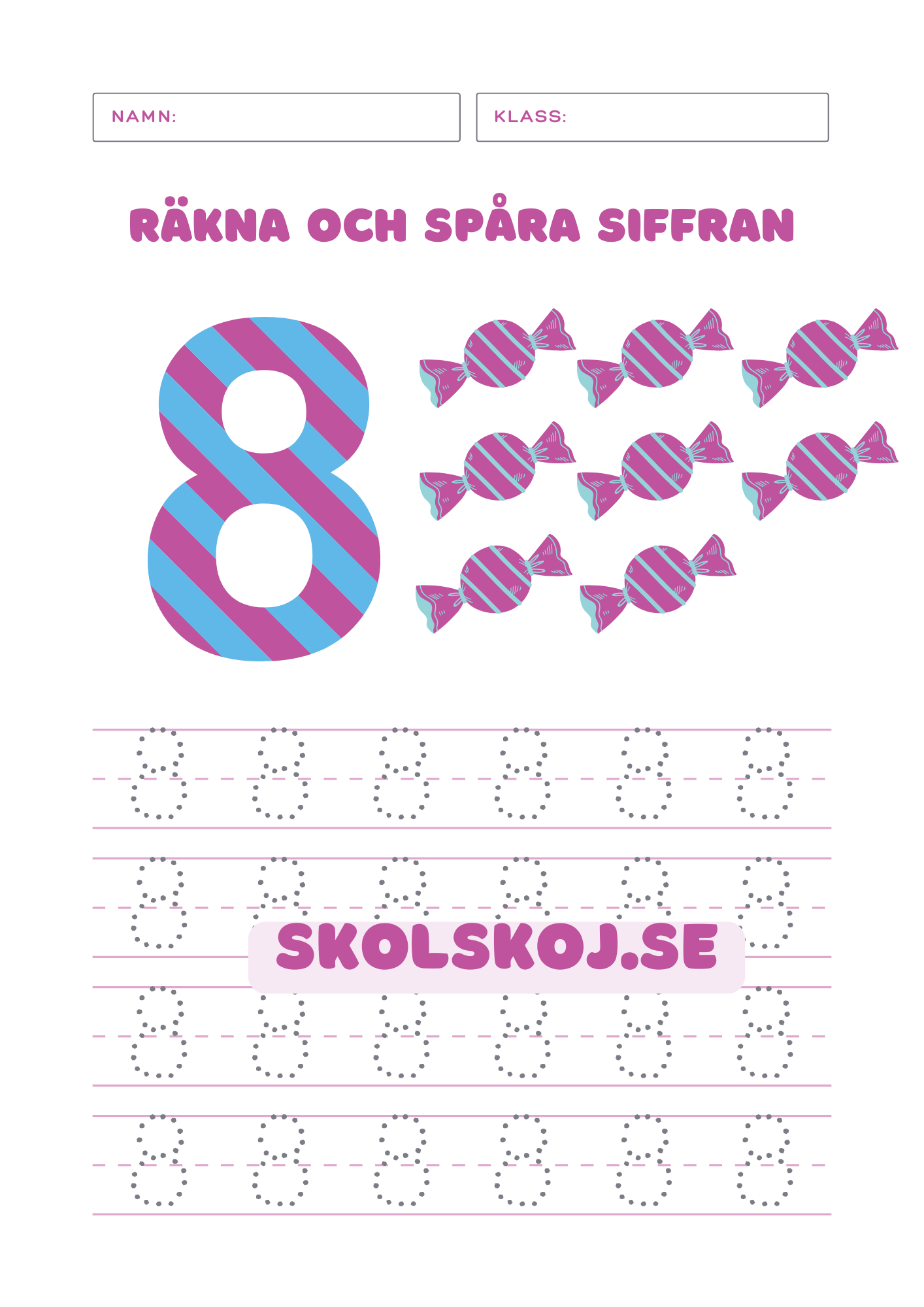 Räkna och spåra siffran 0 - 10