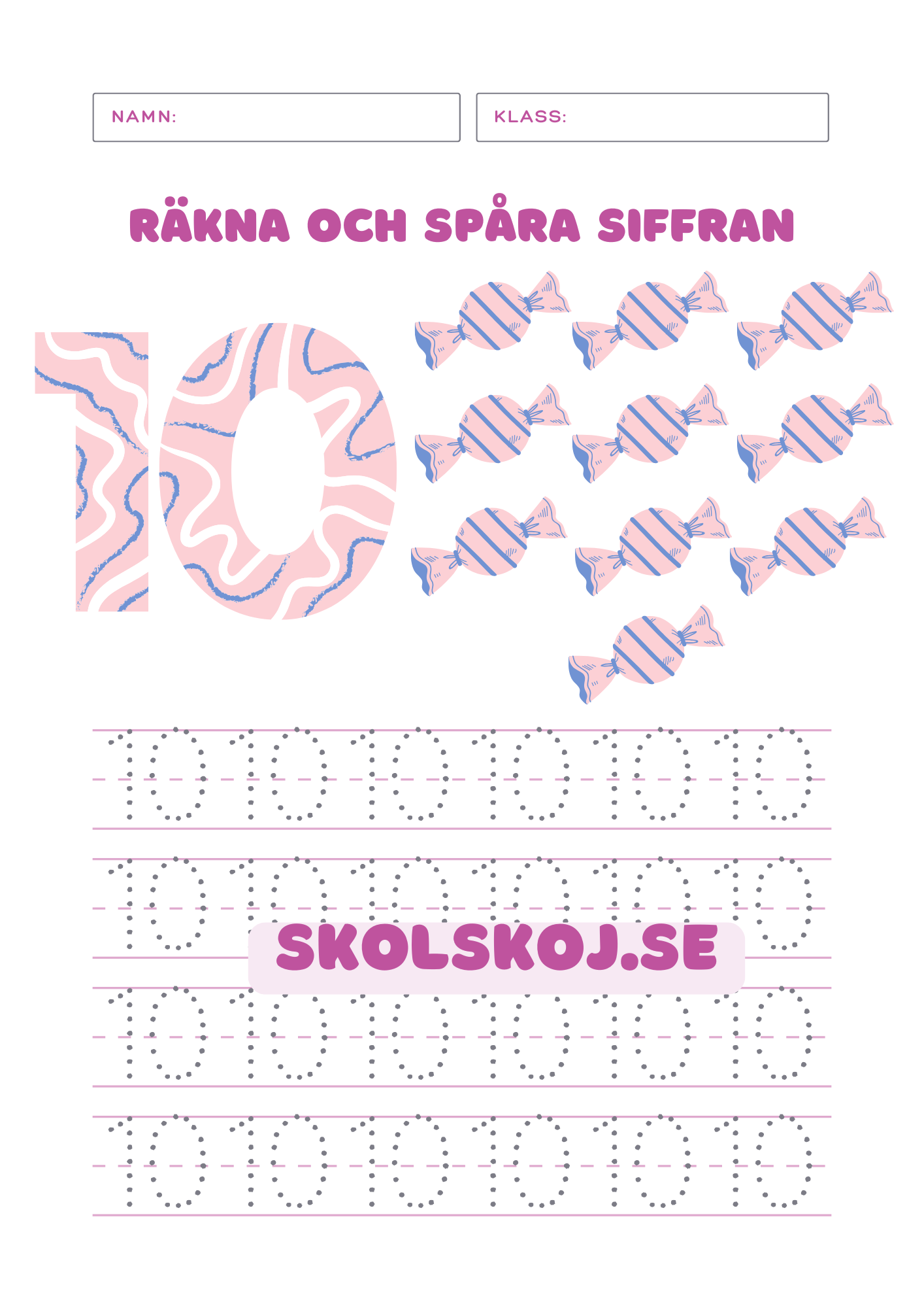 Räkna och spåra siffran 0 - 10