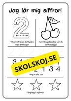 Räkna och spåra siffror 1 - 9