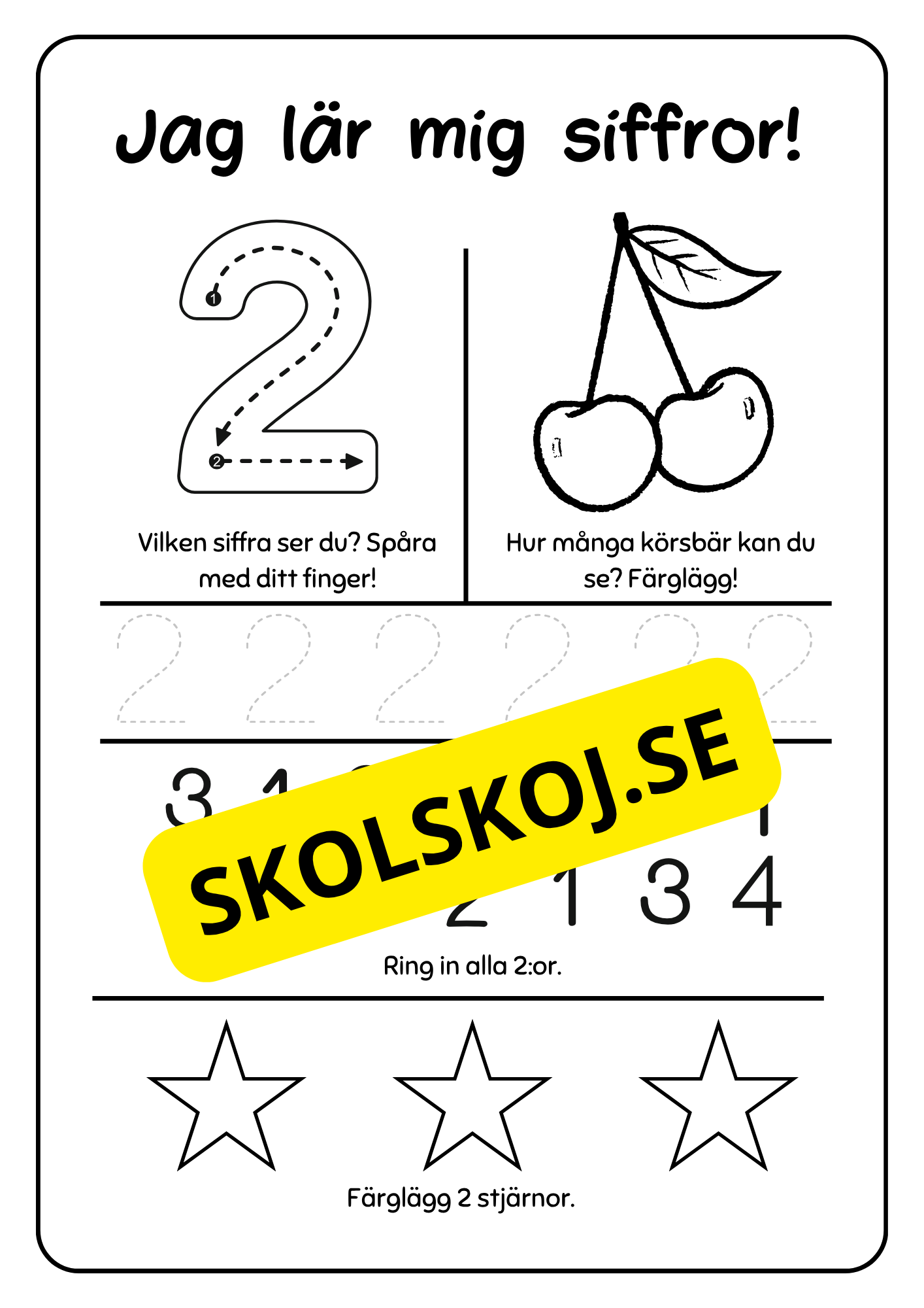 Räkna och spåra siffror 1 - 9