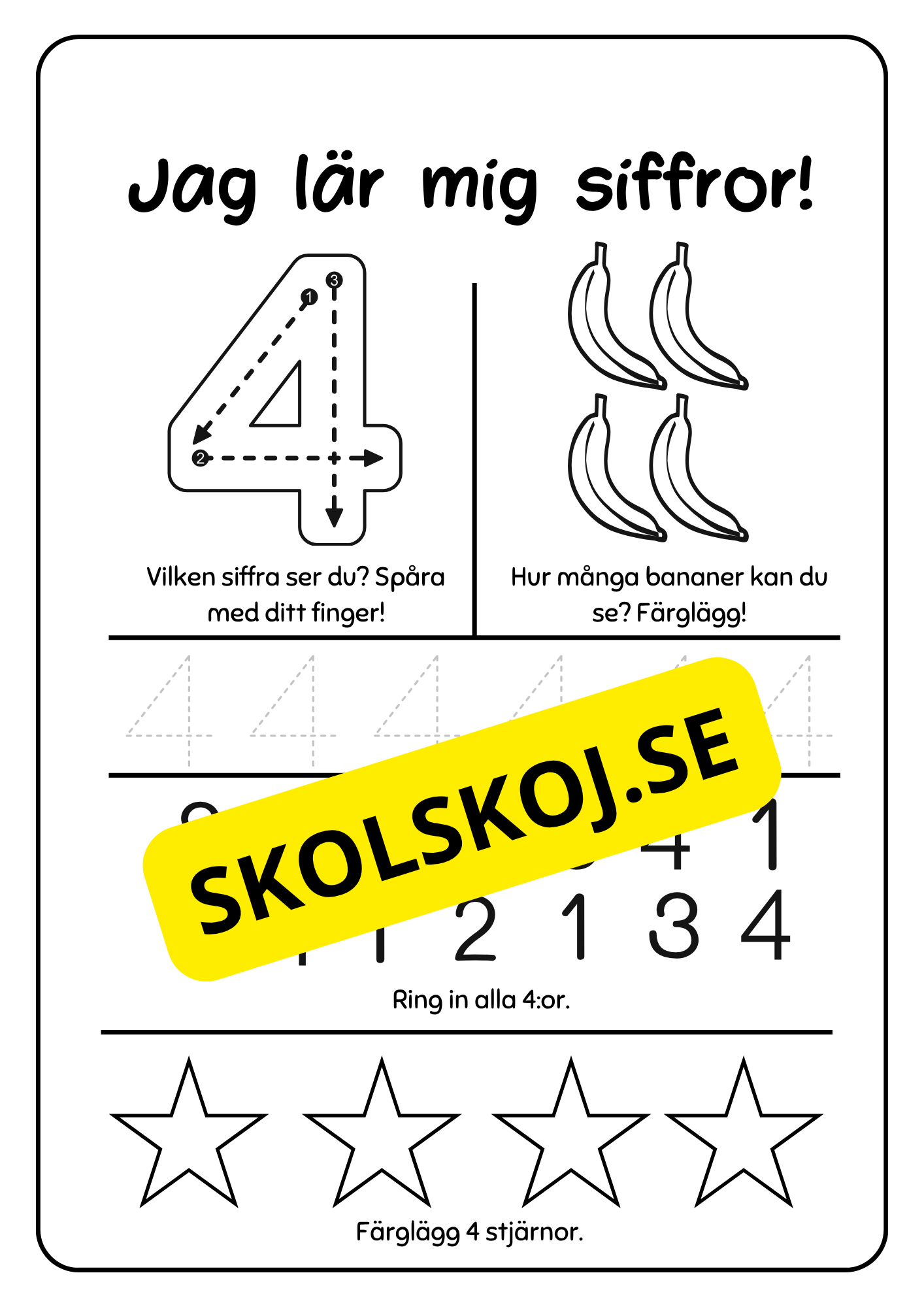 Räkna och spåra siffror 1 - 9