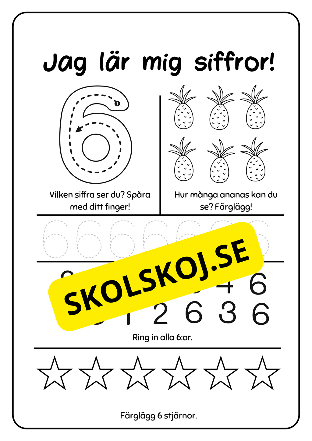 Räkna och spåra siffror 1 - 9