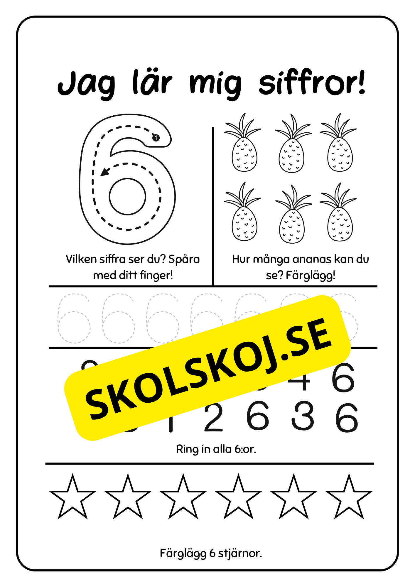 Räkna och spåra siffror 1 - 9