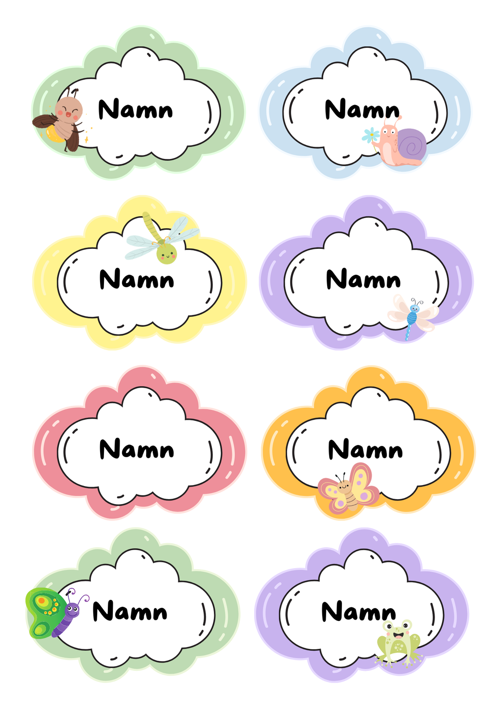 Namnlappar - Redigerbara