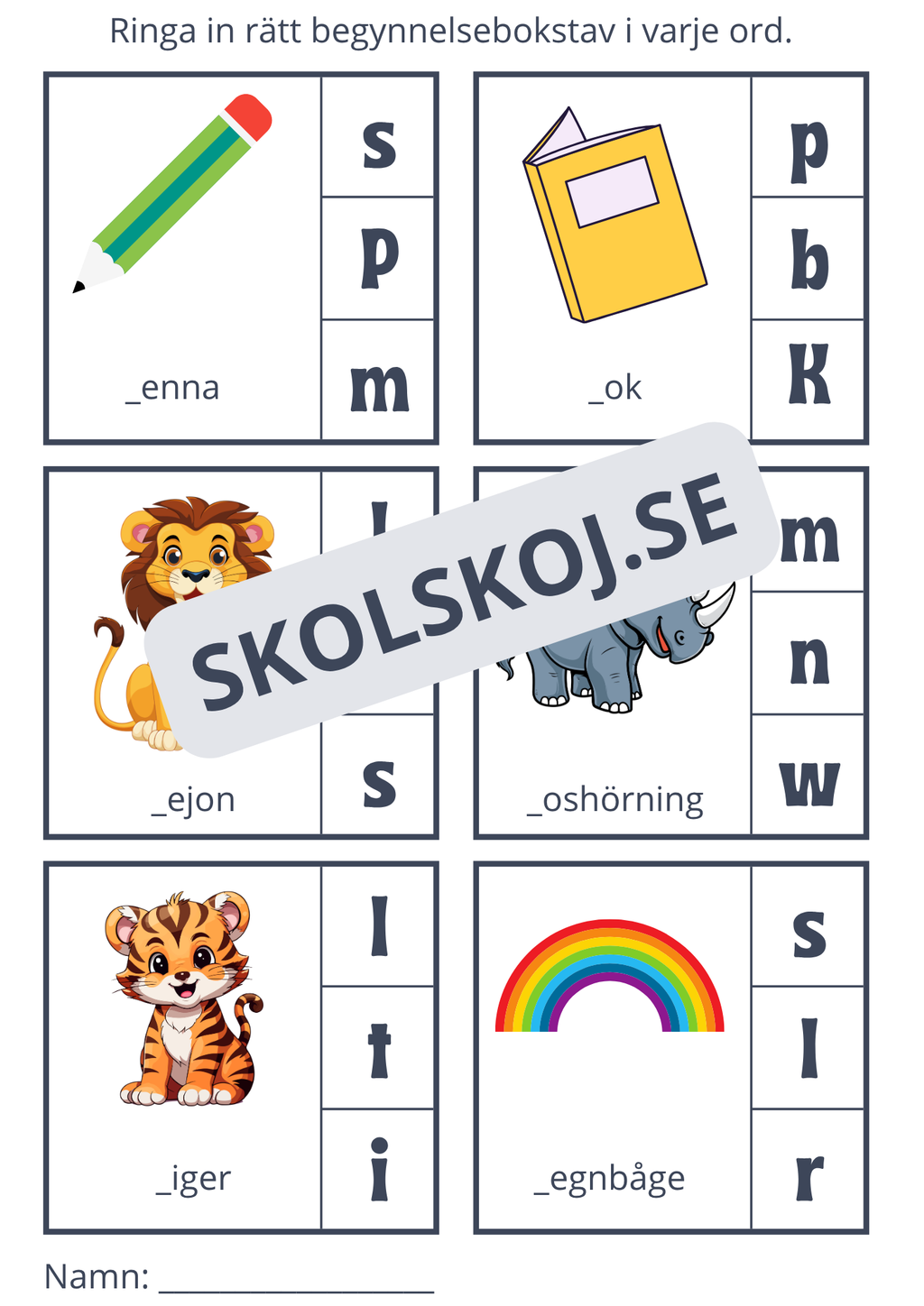 Ring in rätt begynnelsebokstav