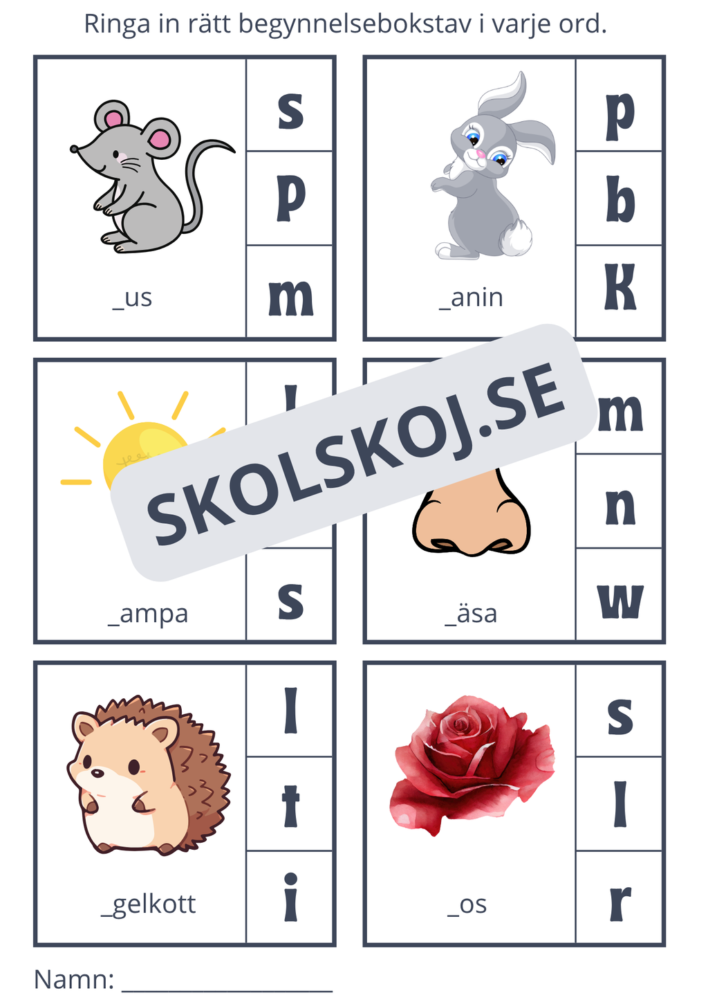 Ring in rätt begynnelsebokstav