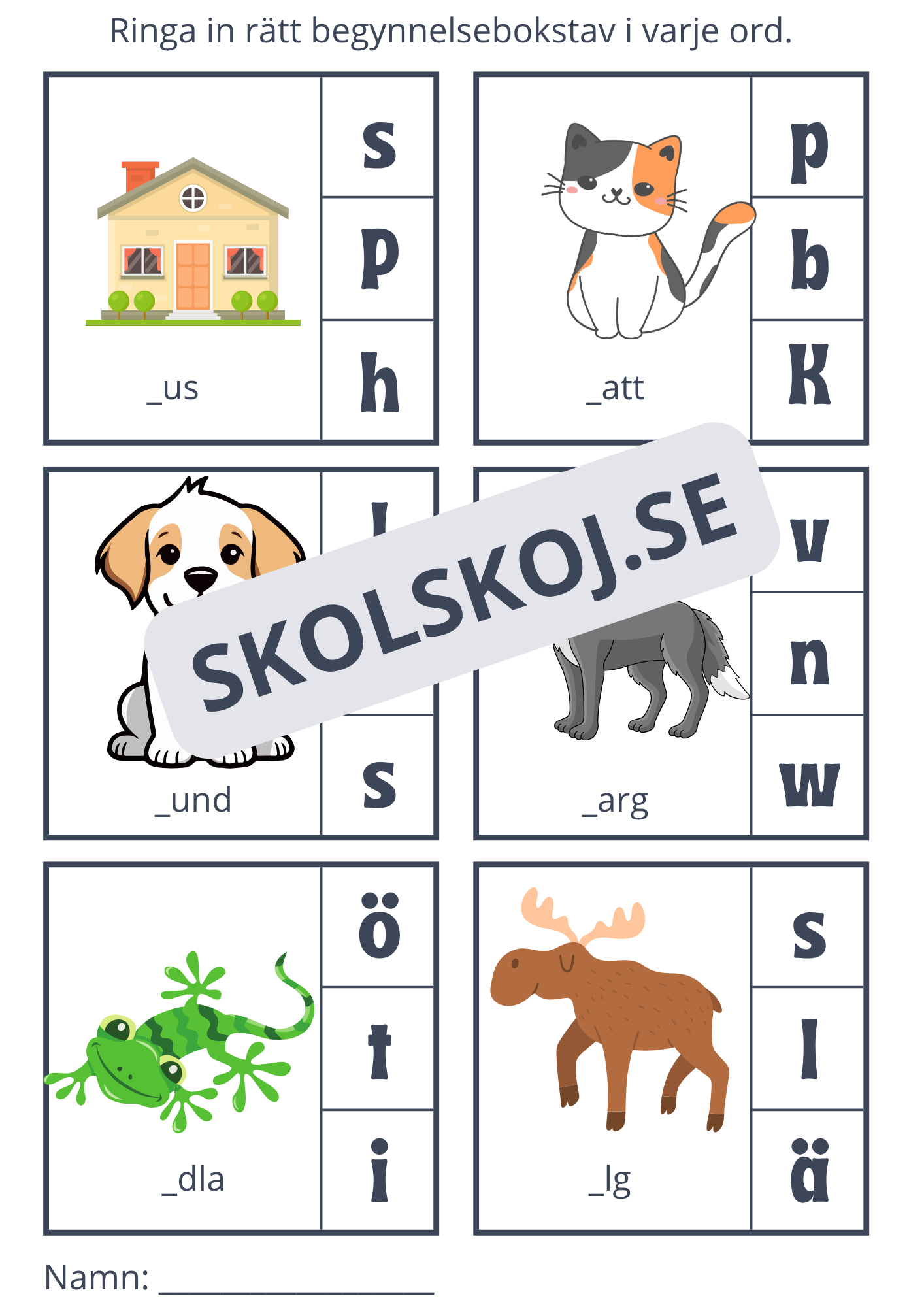 Ring in rätt begynnelsebokstav